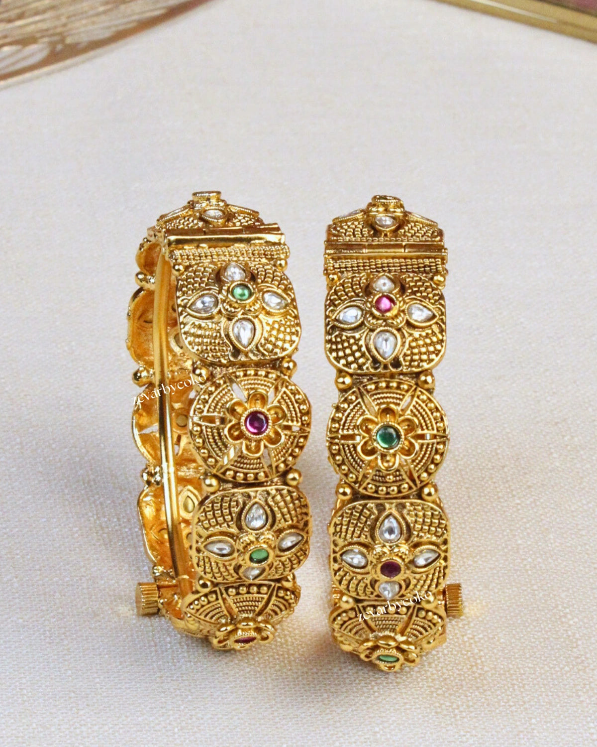 COKO's Heritage Openable Bangles Set of 2- Meenal