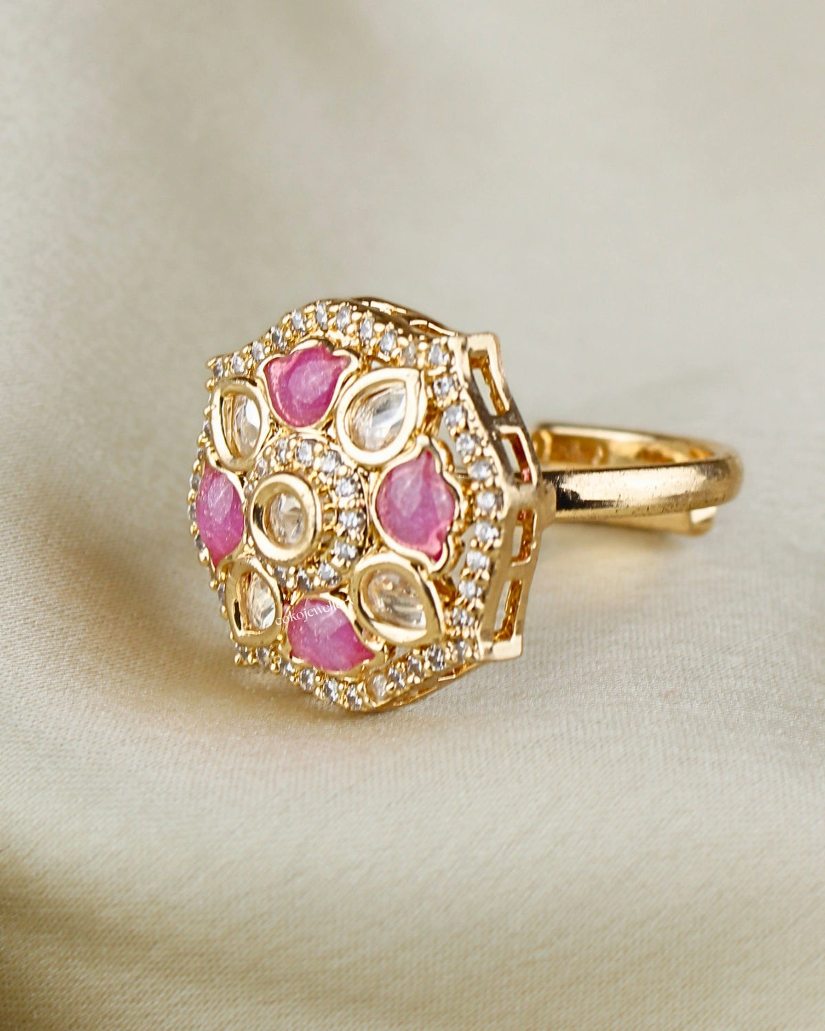 COKO's Kundan Polki Adjustable Ring- Riya