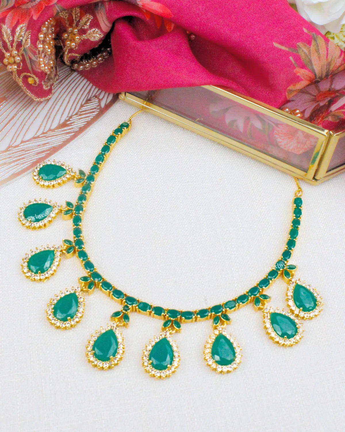 COKO's American Diamond Zircon Necklace set - Vedika
