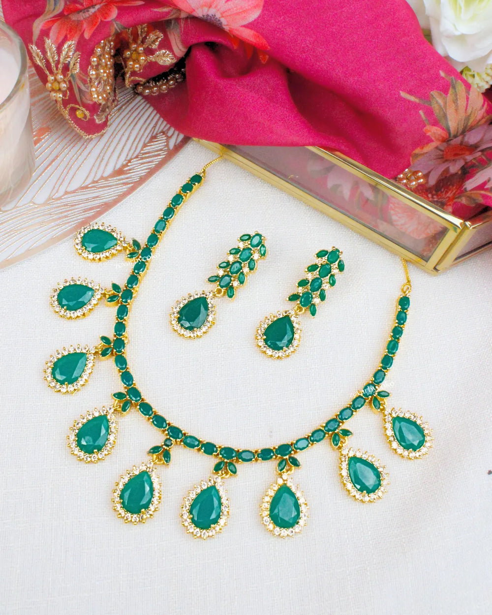 COKO's American Diamond Zircon Necklace set - Vedika