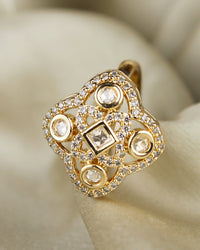 COKO's Kundan Polki Adjustable Ring- Ratan