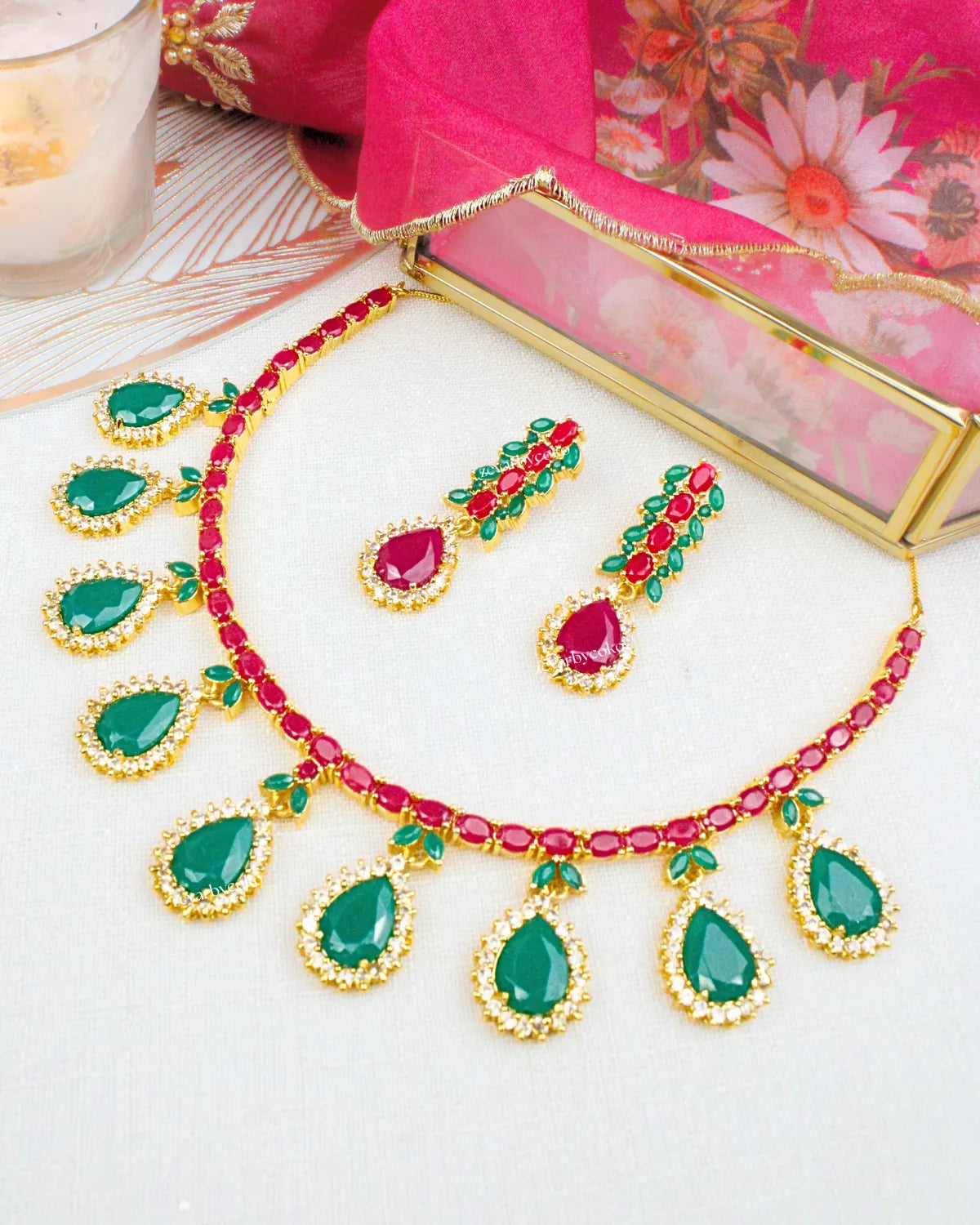 COKO's American Diamond Zircon Necklace set - Vedika