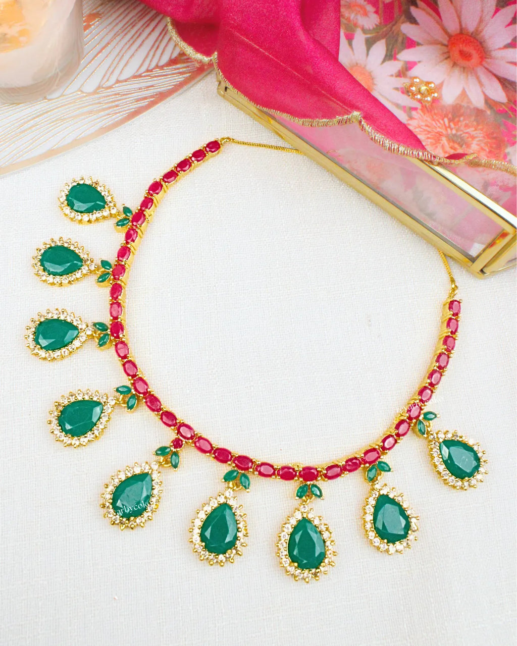COKO's American Diamond Zircon Necklace set - Vedika