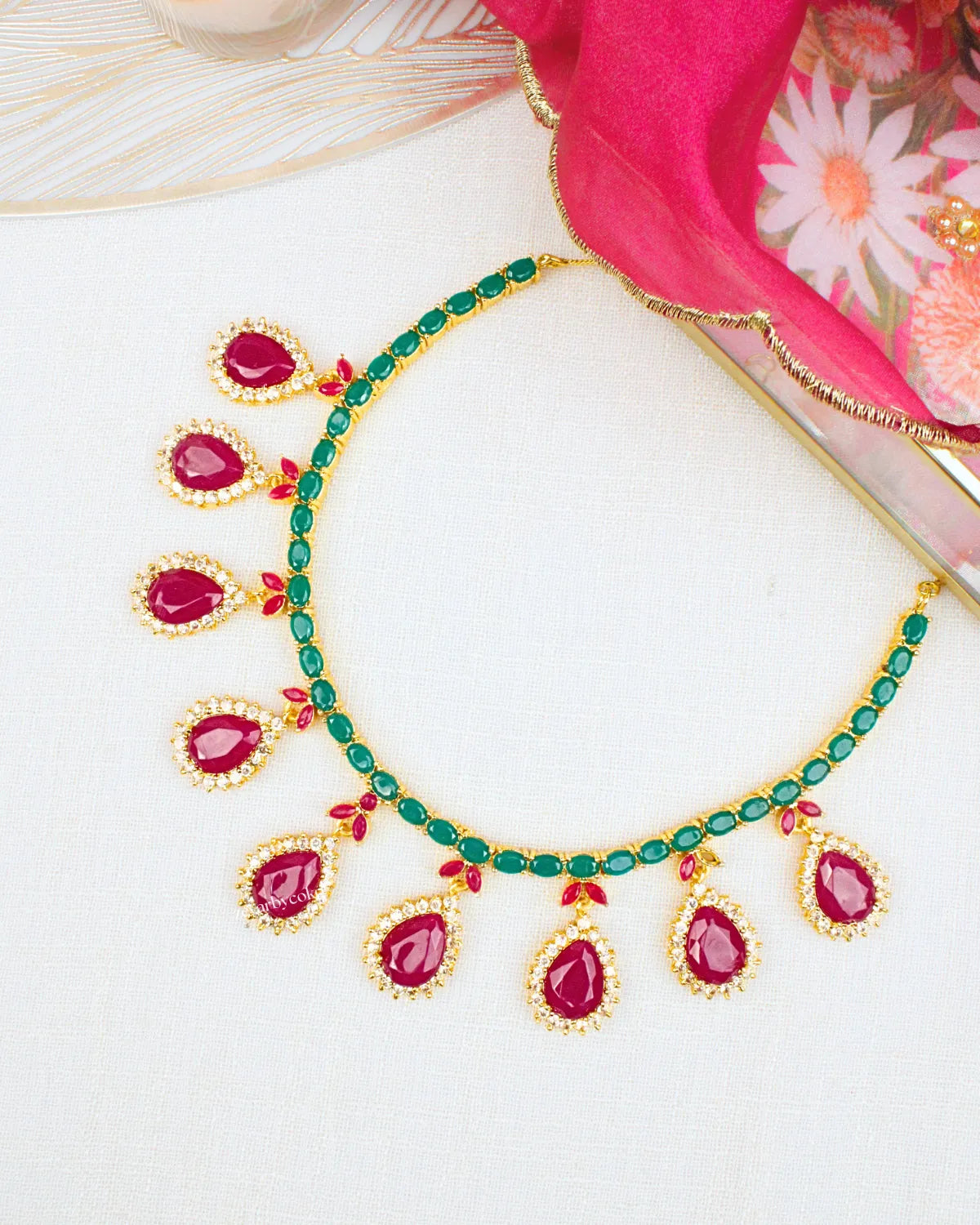 COKO's American Diamond Zircon Necklace set - Vedika