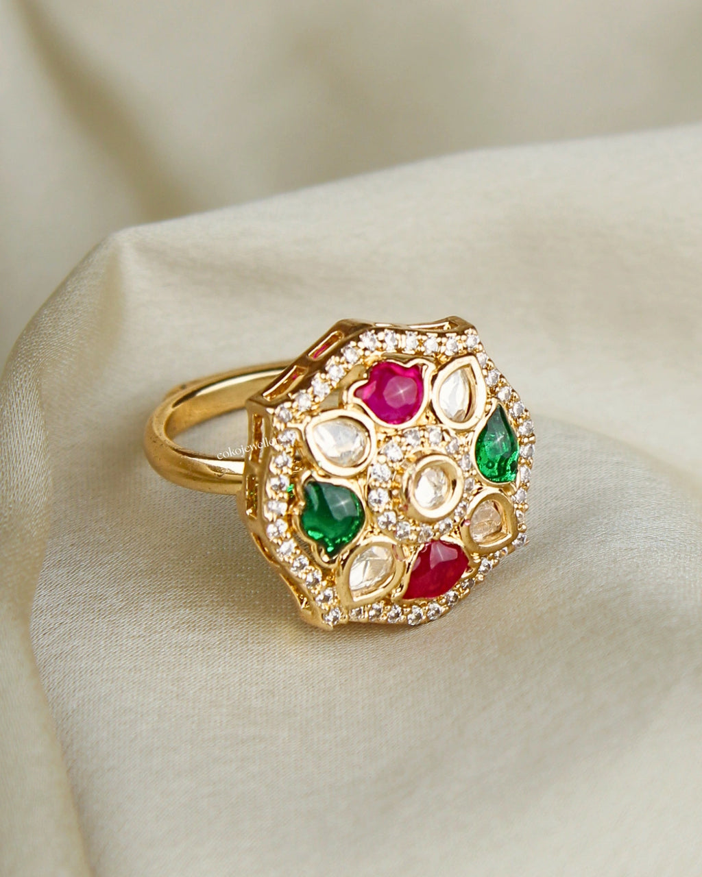 COKO's Kundan Polki Adjustable Ring- Riya