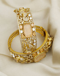 COKO's Moissanite Polki Kundan openable Bangle - Gajraj