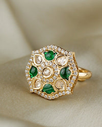 COKO's Kundan Polki Adjustable Ring- Riya