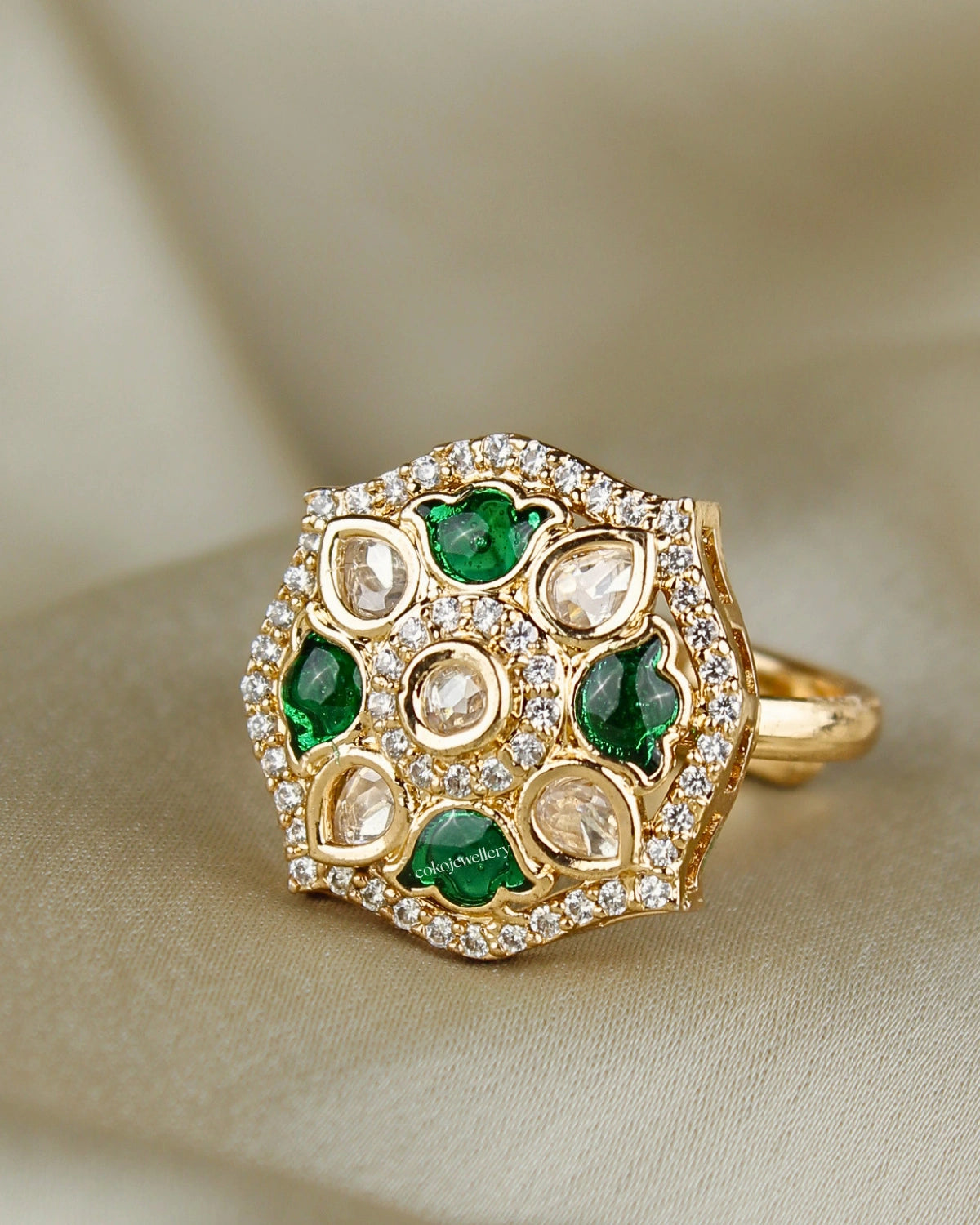 COKO's Kundan Polki Adjustable Ring- Riya