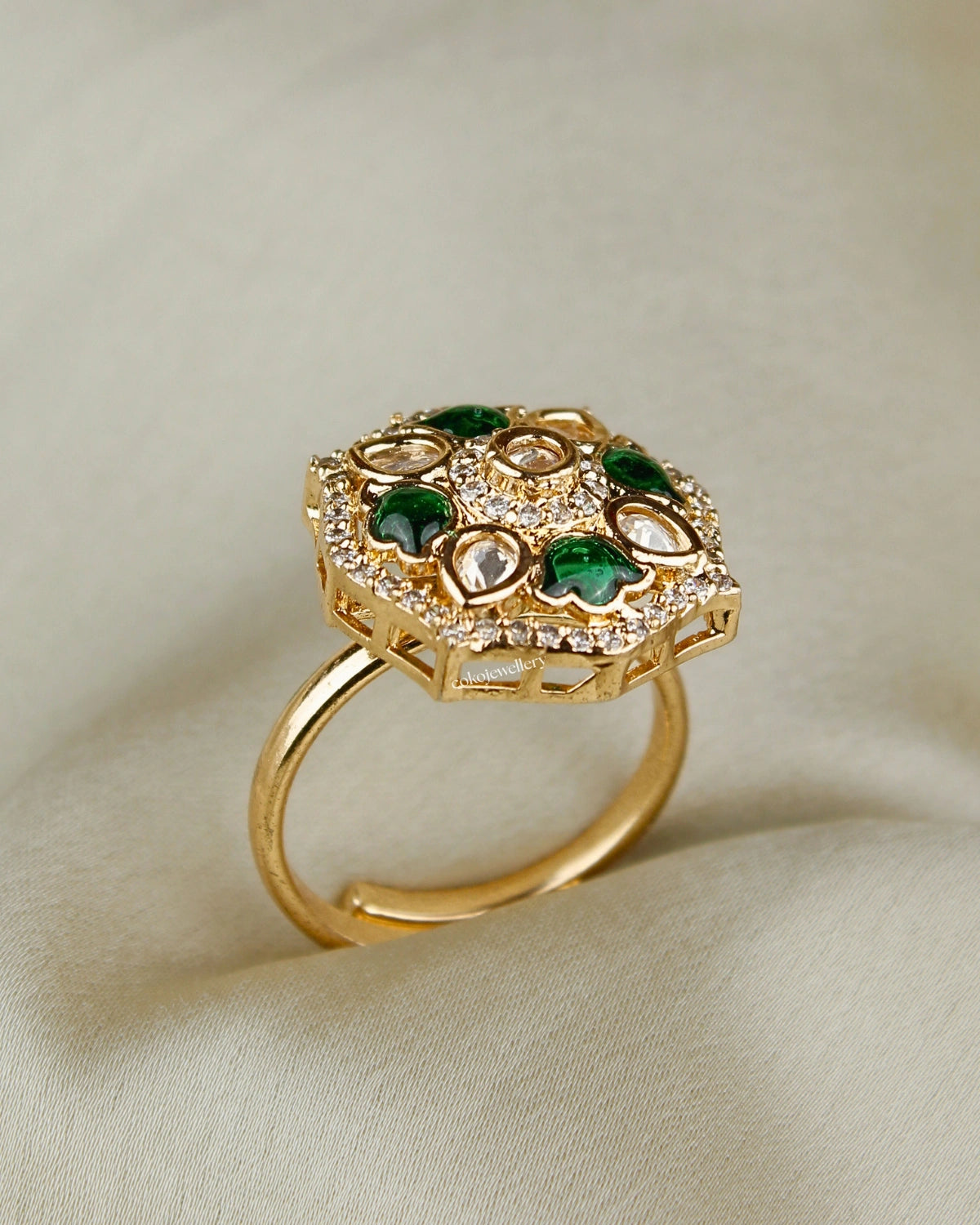COKO's Kundan Polki Adjustable Ring- Riya