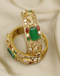 COKO's Moissanite Polki Kundan openable Bangle - Gajraj