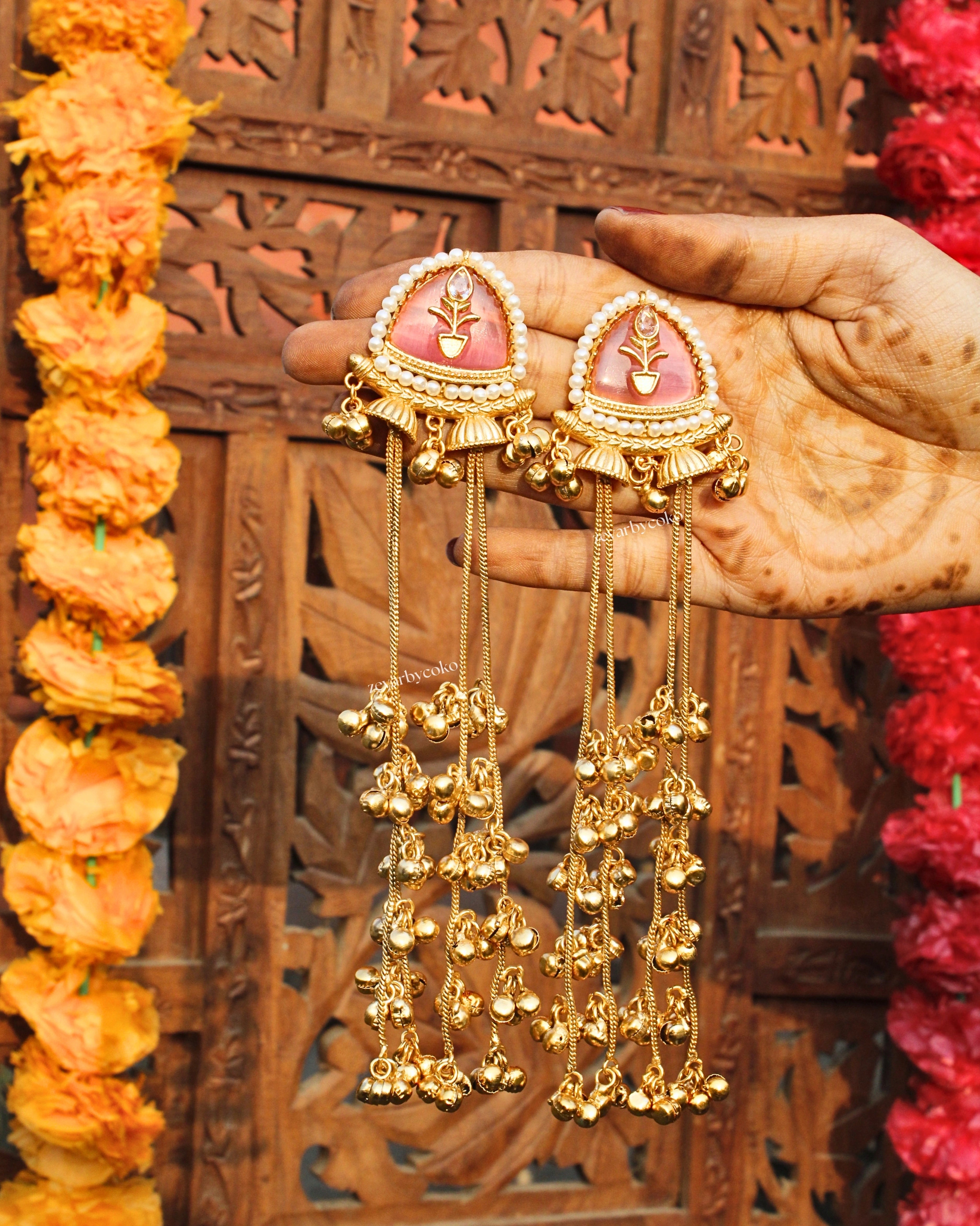 Aahana Kashmiri Brass Jhumka Earrings