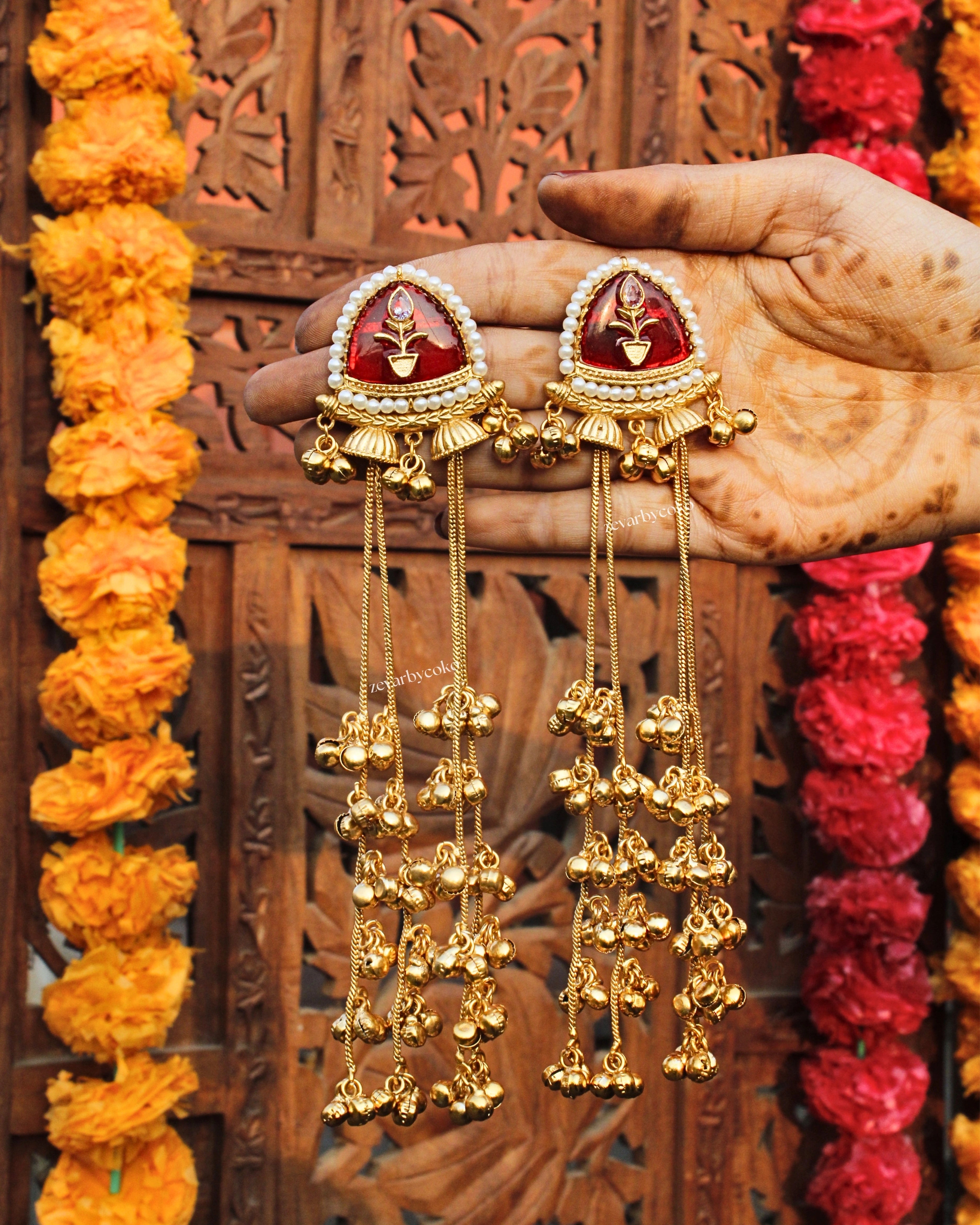 Aahana Kashmiri Brass Jhumka Earrings