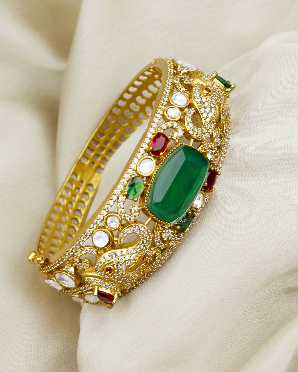 COKO's Moissanite Polki Kundan openable Bangle - Hans