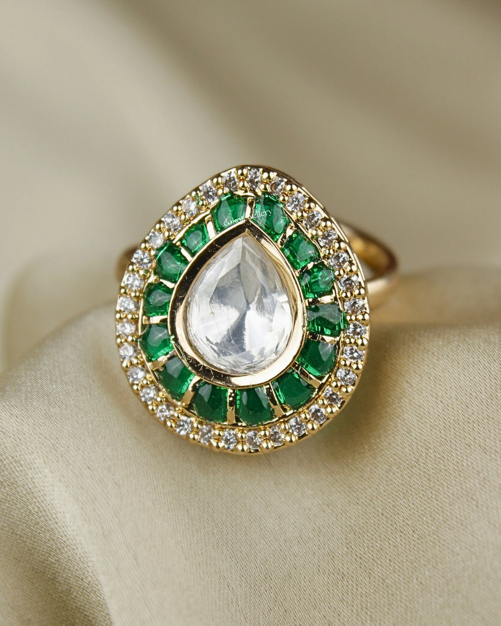 COKO's Kundan Polki Epoxy Adjustable Ring- Rini
