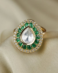 COKO's Kundan Polki Epoxy Adjustable Ring- Rini