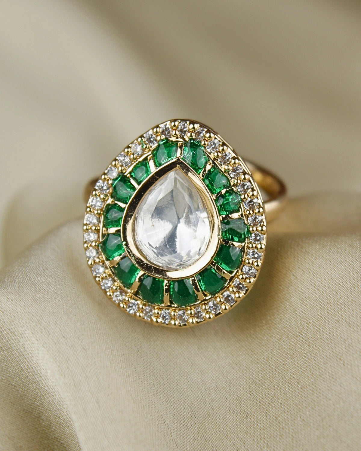 COKO's Kundan Polki Epoxy Adjustable Ring- Rini