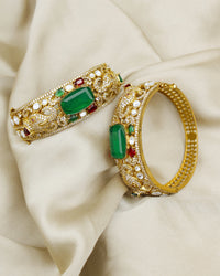 COKO's Moissanite Polki Kundan openable Bangle - Gajraj
