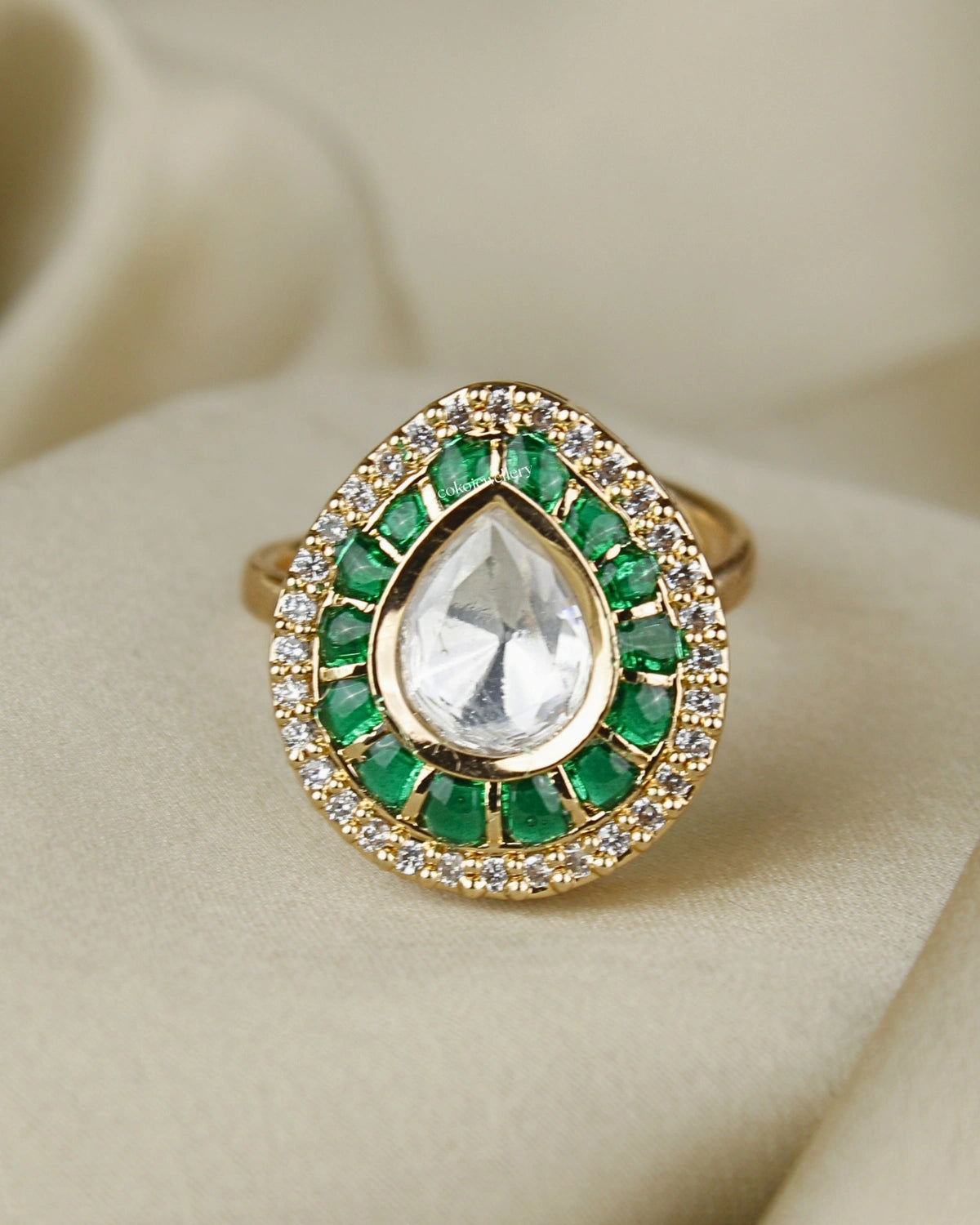 COKO's Kundan Polki Epoxy Adjustable Ring- Rini
