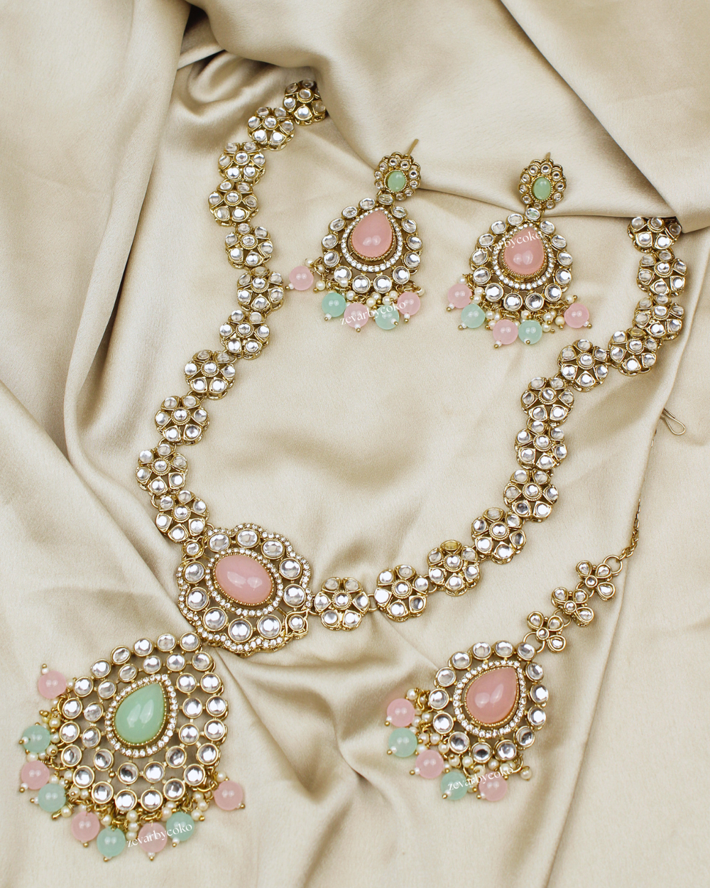 COKO’S Kundan & Stone Rani Haar Necklace Set - Sargam