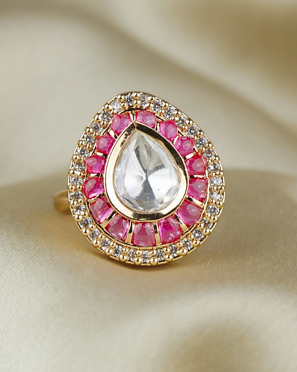 COKO's Kundan Polki Epoxy Adjustable Ring- Rini