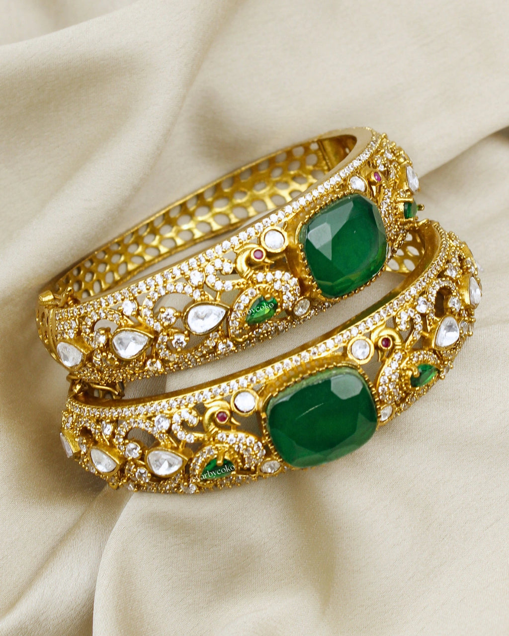 COKO's Moissanite Polki Kundan openable Bangle - Hans