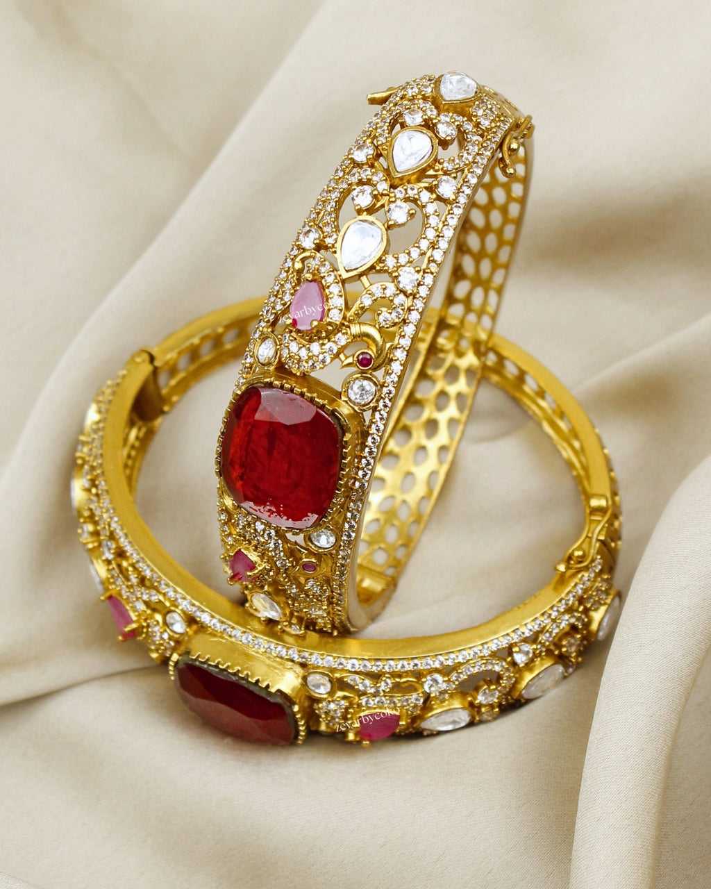 COKO's Moissanite Polki Kundan openable Bangle - Hans