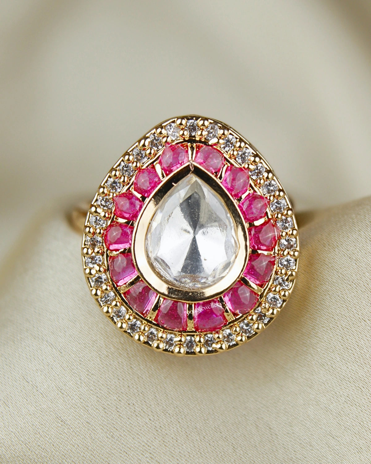 COKO's Kundan Polki Epoxy Adjustable Ring- Rini