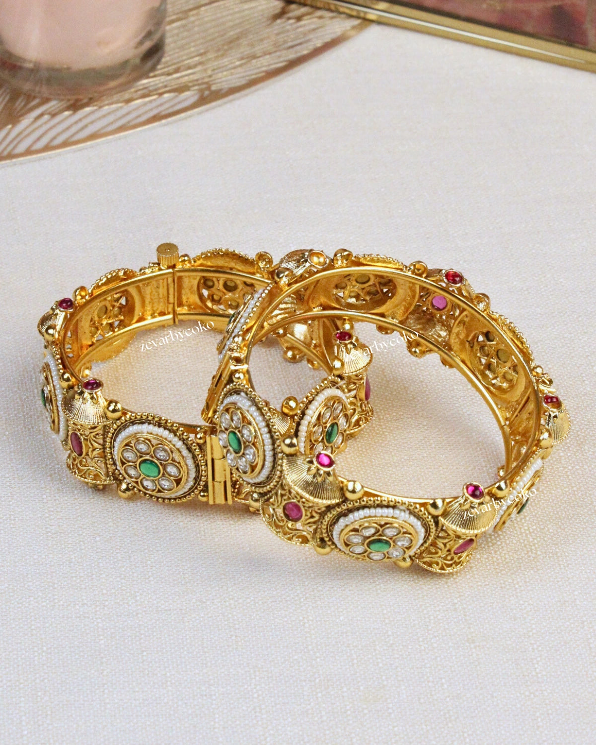 COKO's Heritage Openable Bangles Set of 2- Mishika