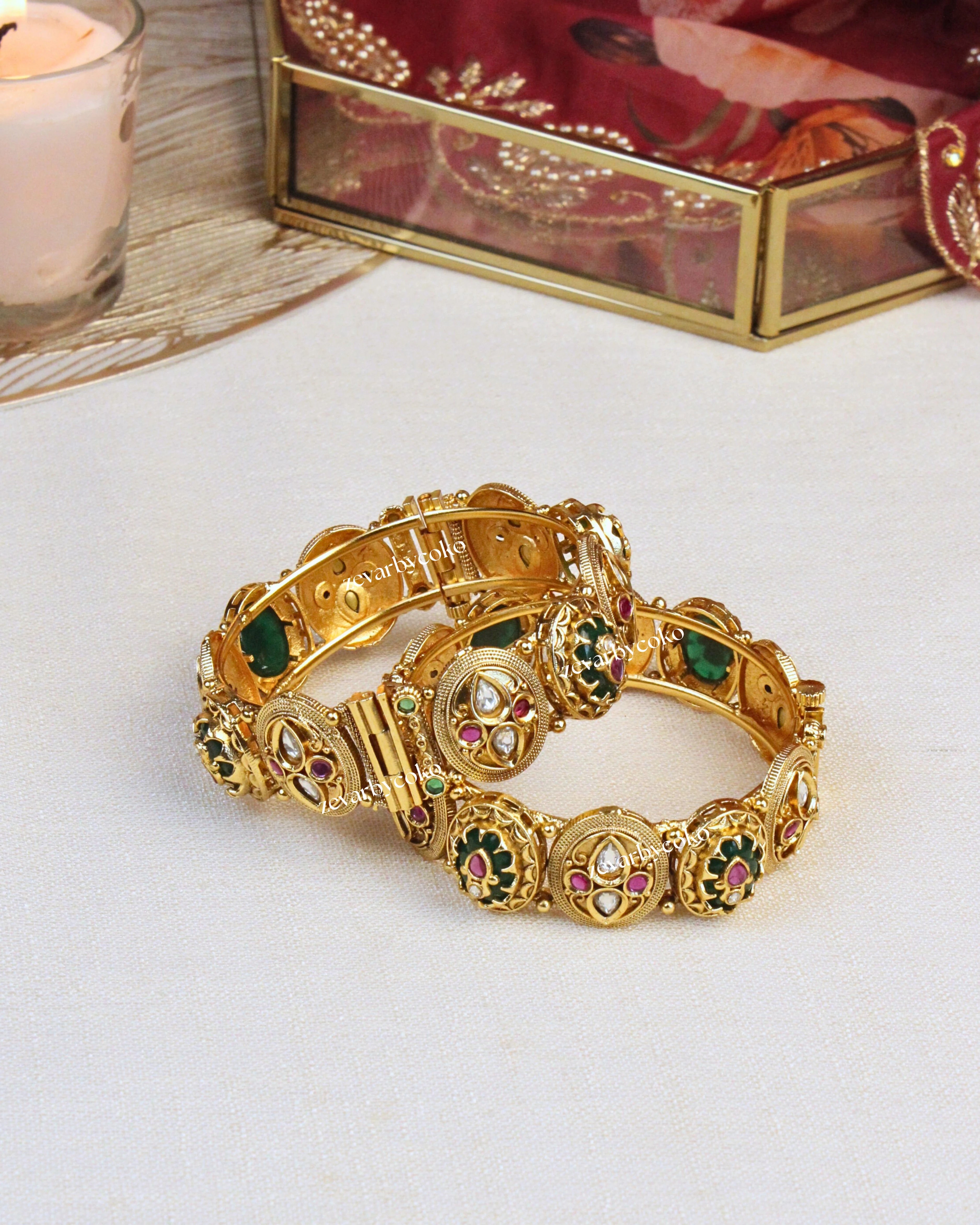 COKO's Heritage Brass Bangles Set of 2- Meera