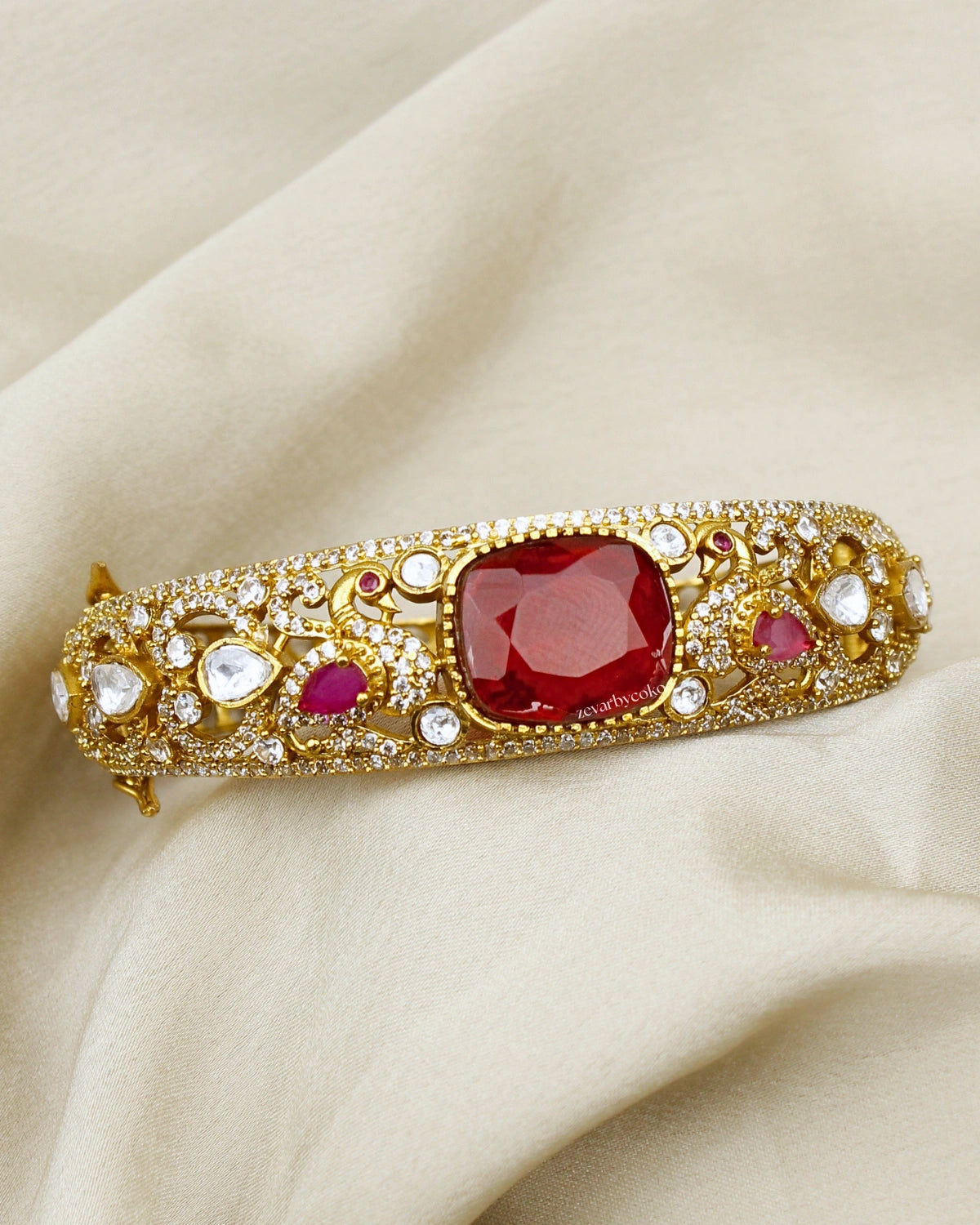 COKO's Moissanite Polki Kundan openable Bangle - Hans