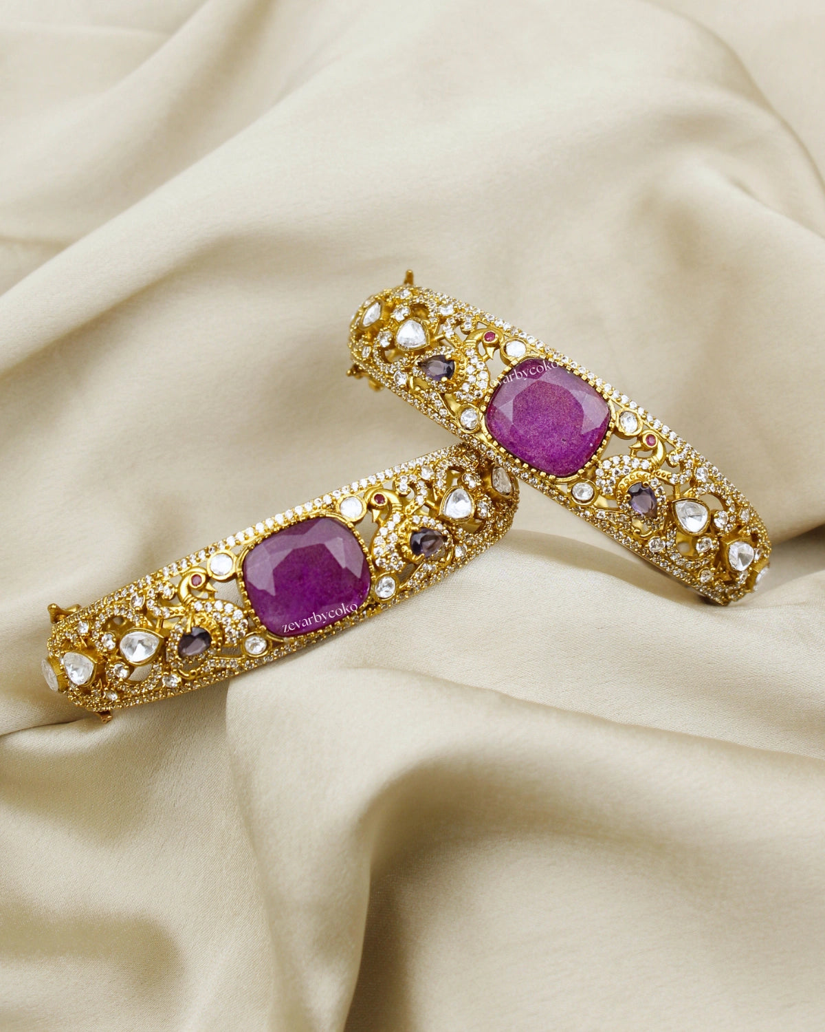 COKO's Moissanite Polki Kundan openable Bangle - Hans