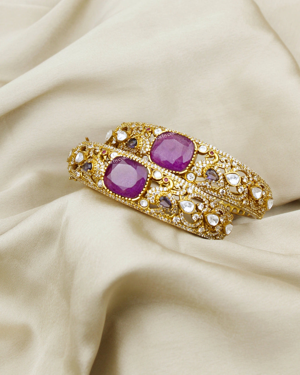 COKO's Moissanite Polki Kundan openable Bangle - Hans