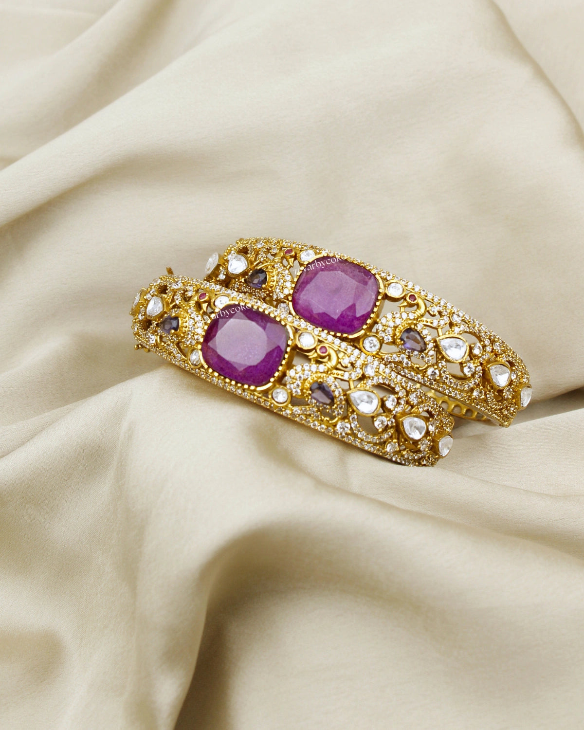 COKO's Moissanite Polki Kundan openable Bangle - Hans
