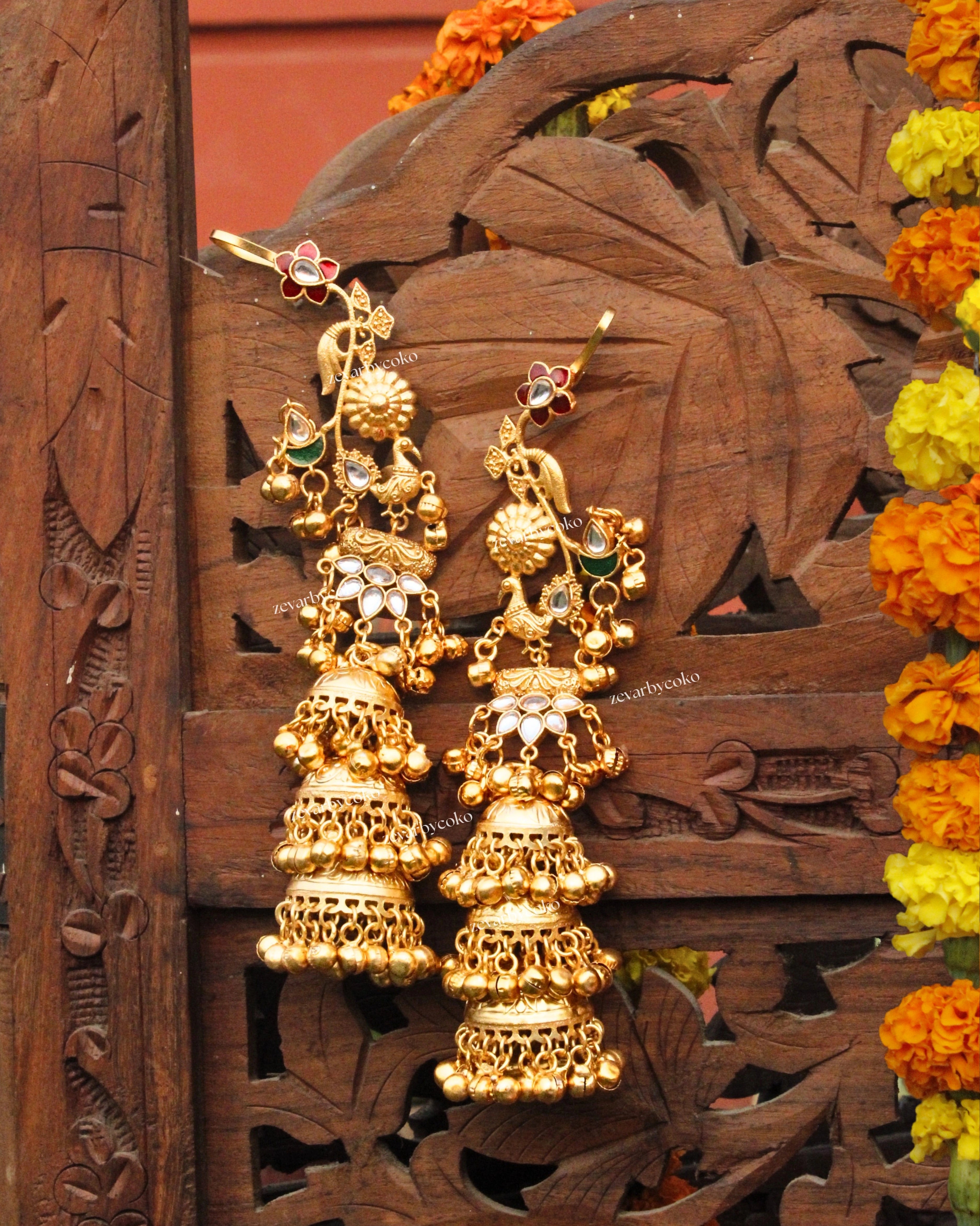 Aanchal Kashmiri Brass Jhumka Earrings