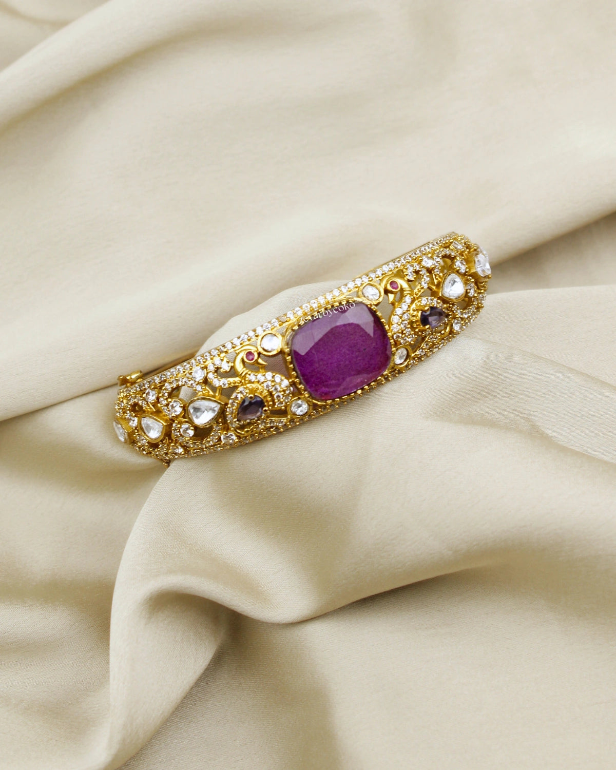 COKO's Moissanite Polki Kundan openable Bangle - Hans
