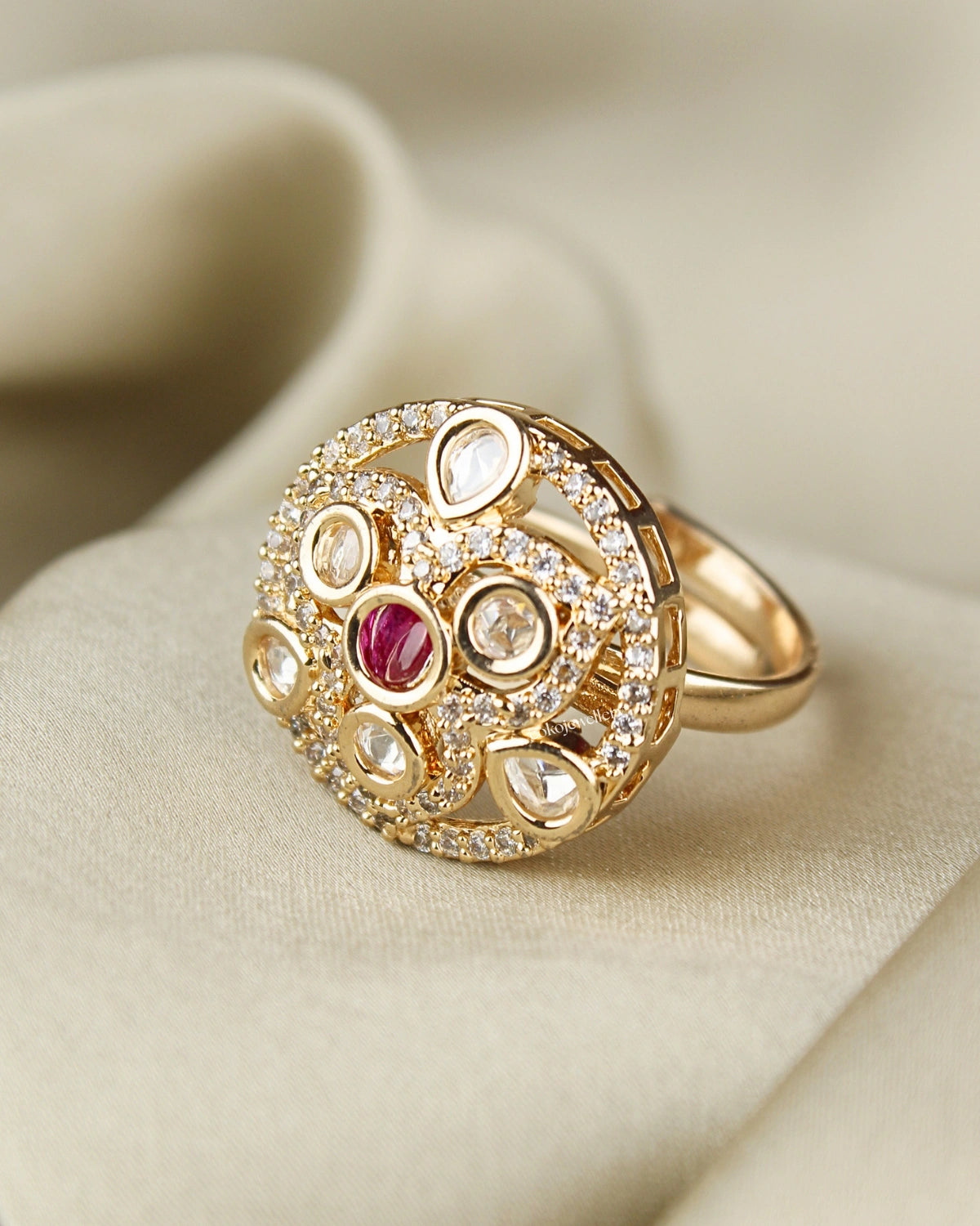 COKO's Kundan Polki Adjustable Ring -Runjhun