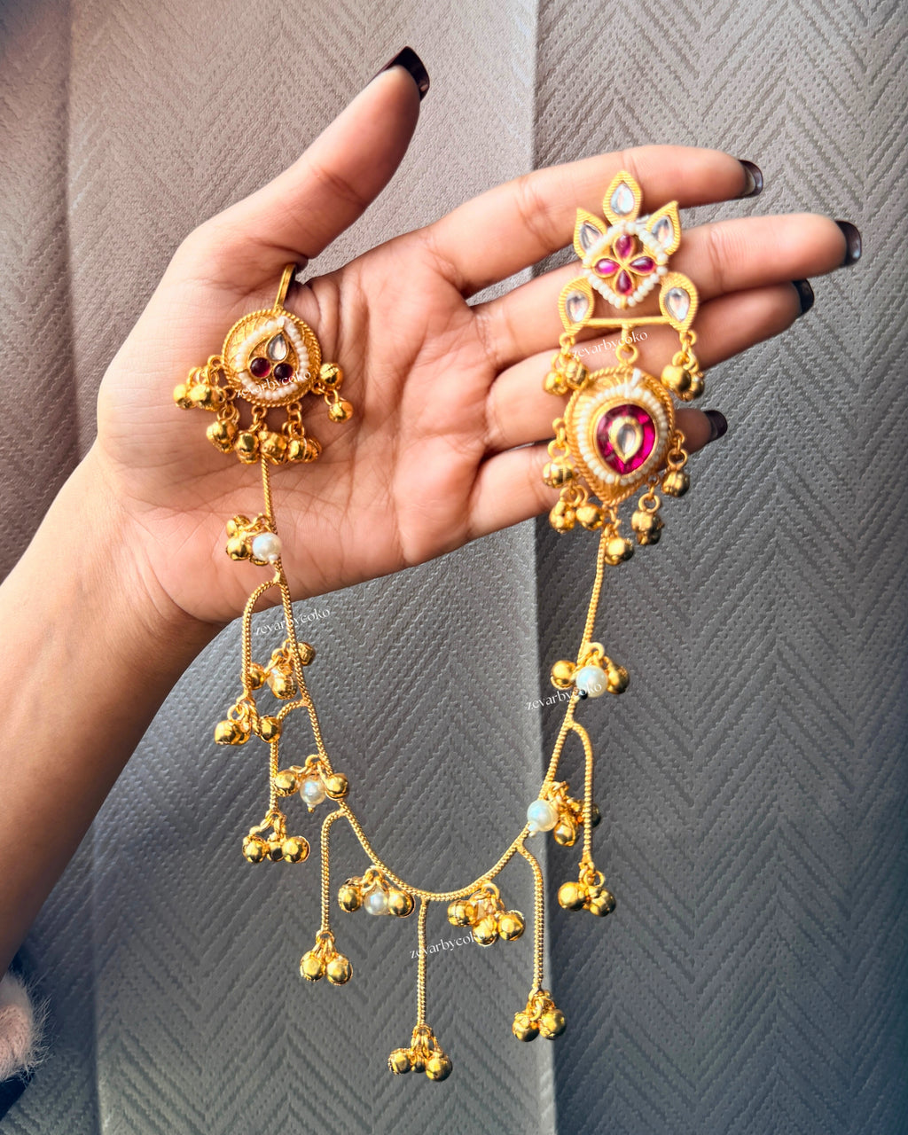 Bhavana Kashmiri  Kaanchain Jhumka Earrings