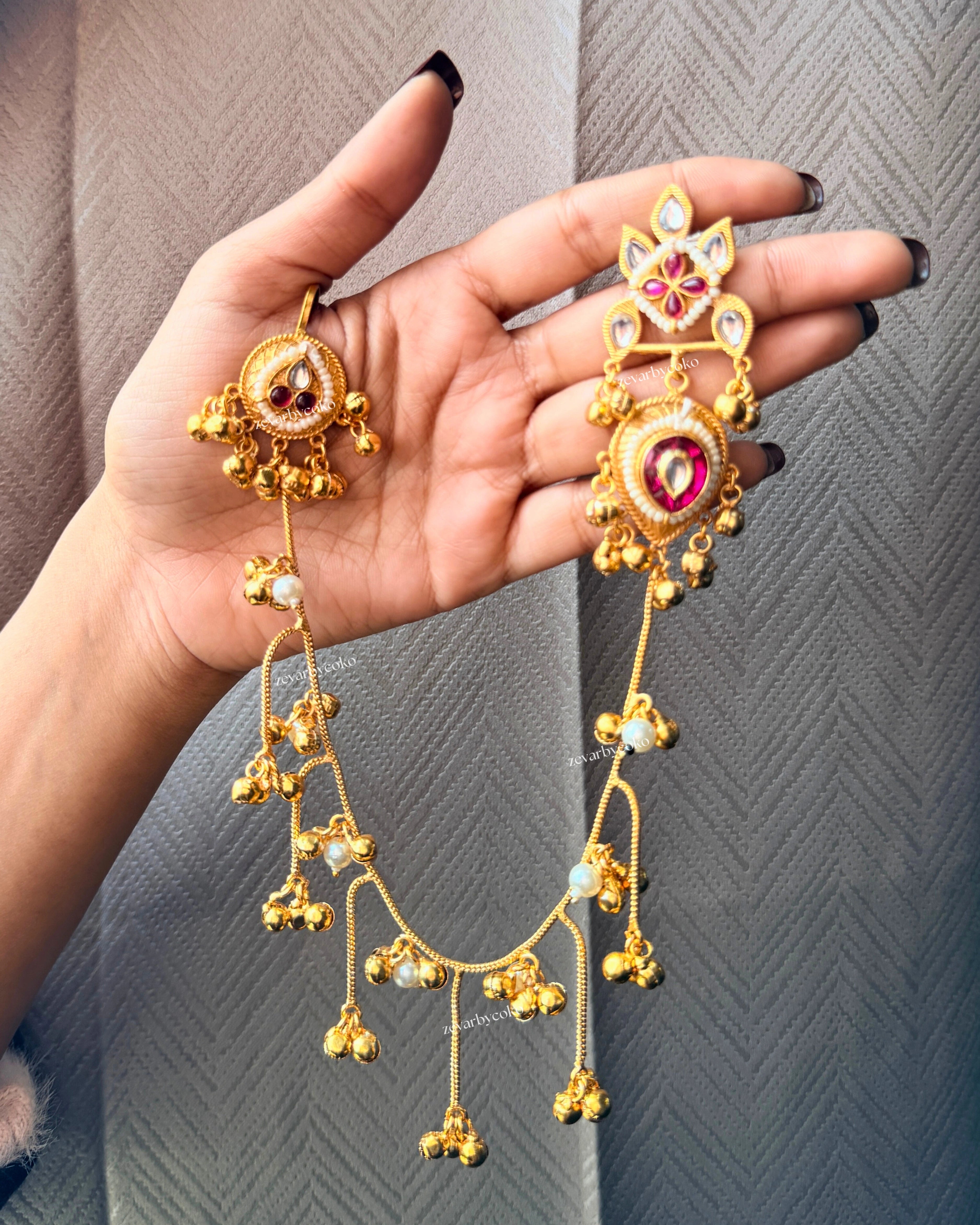 Bhavana Kashmiri  Kaanchain Jhumka Earrings