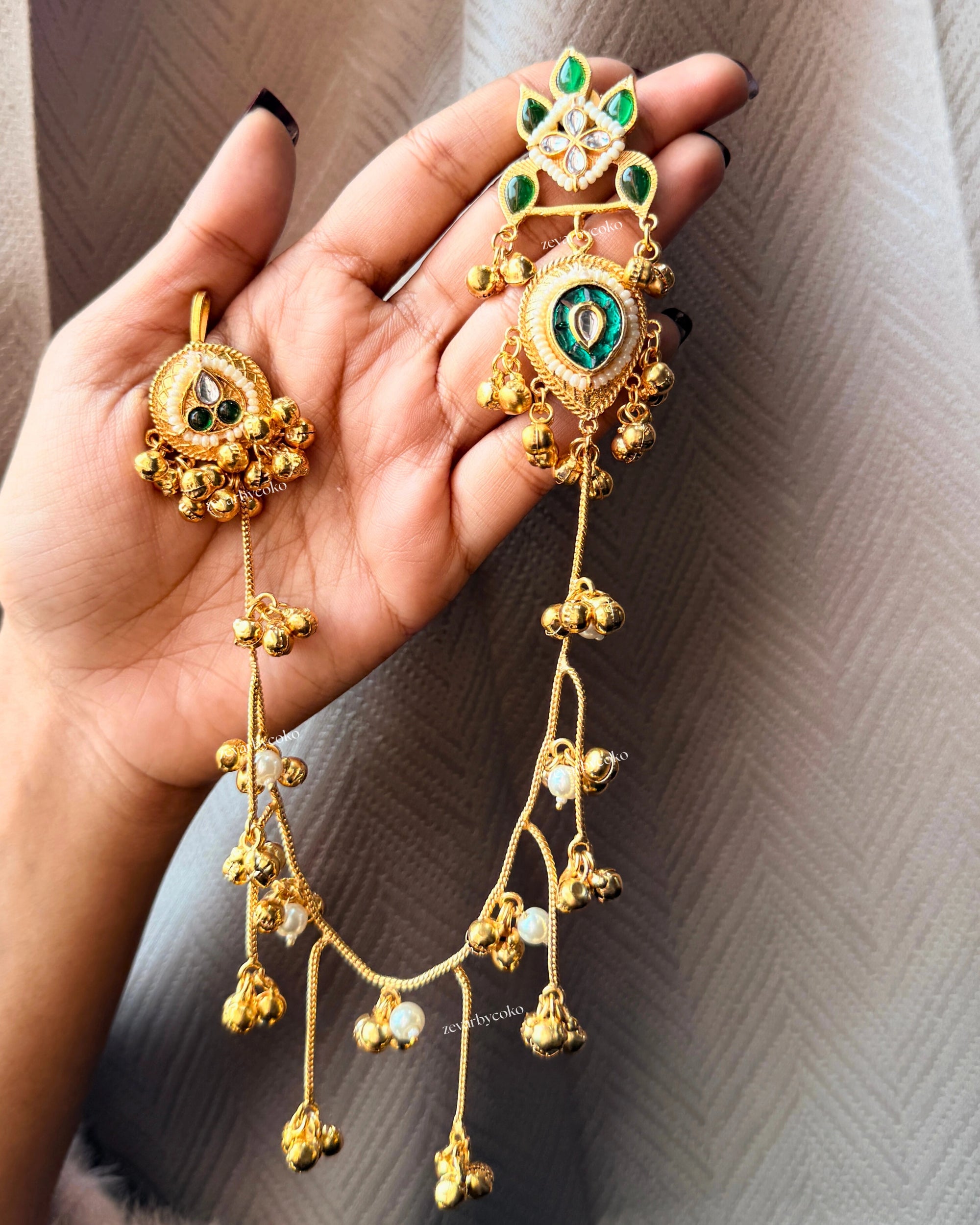 Bhavana Kashmiri  Kaanchain Jhumka Earrings