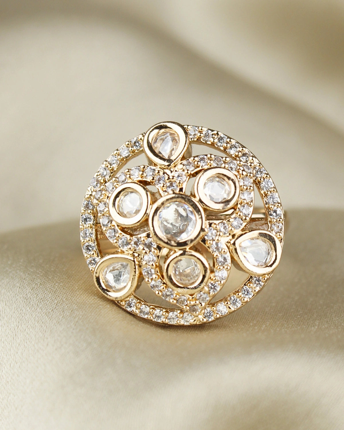 COKO's Kundan Polki Adjustable Ring -Runjhun