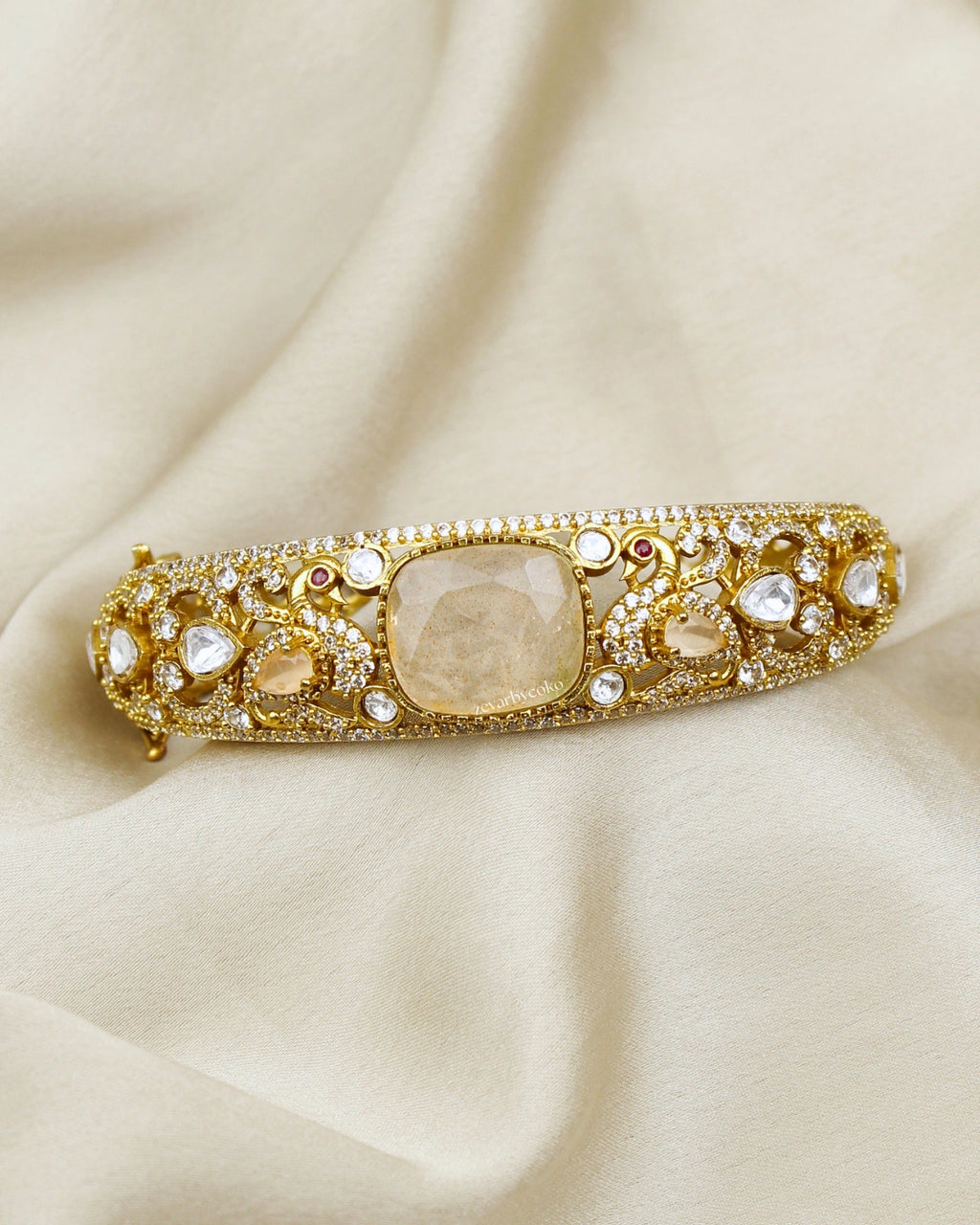 COKO's Moissanite Polki Kundan openable Bangle - Hans