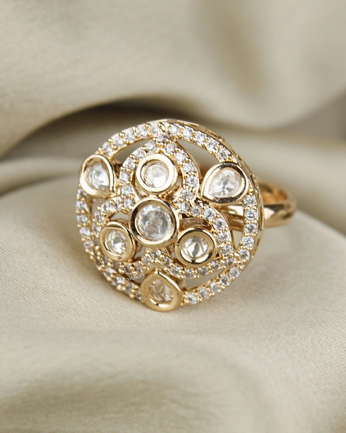 COKO's Kundan Polki Adjustable Ring -Runjhun