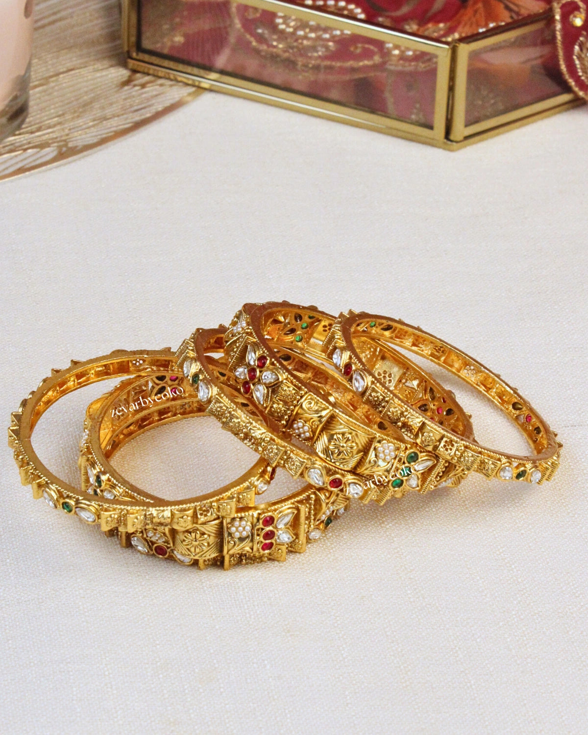 COKO's  Heritage Openable Bangles Set of 6- Meena