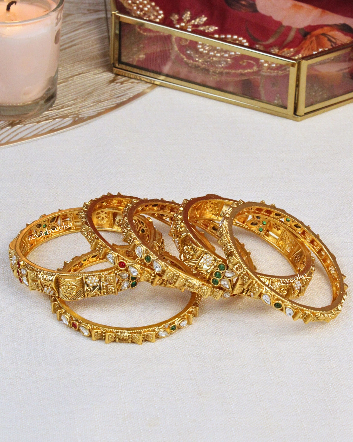 COKO's  Heritage Openable Bangles Set of 6- Meena