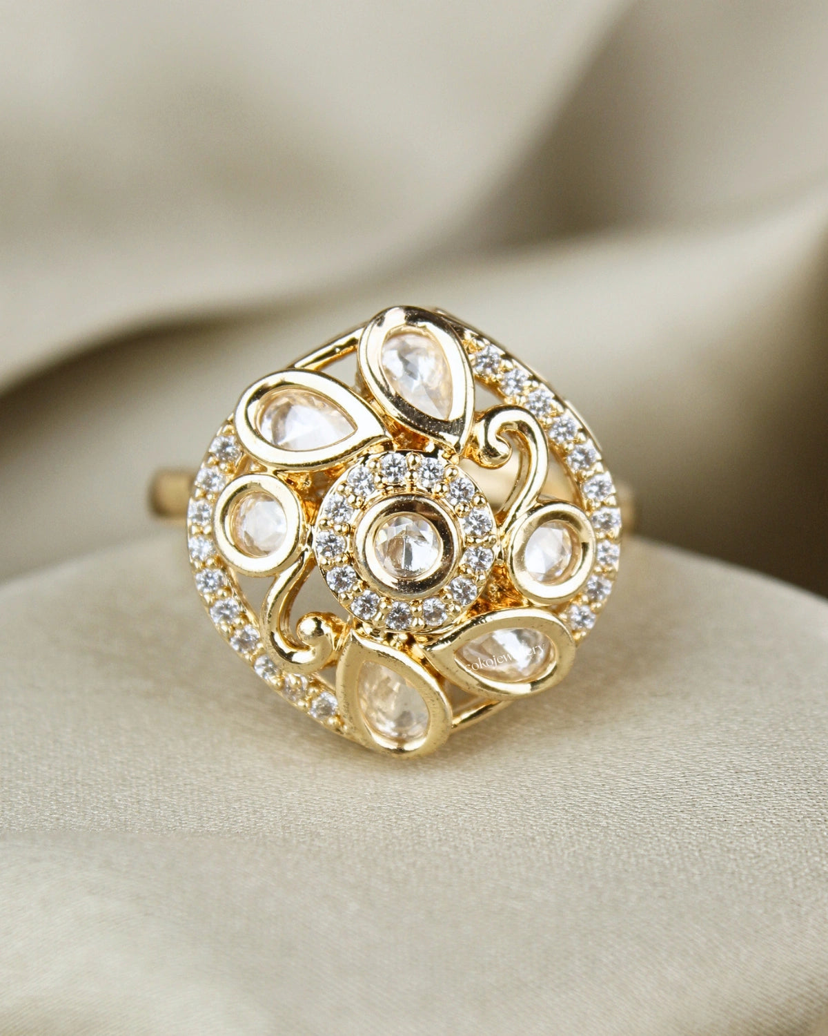 COKO's Kundan Polki Adjustable Ring-Reena
