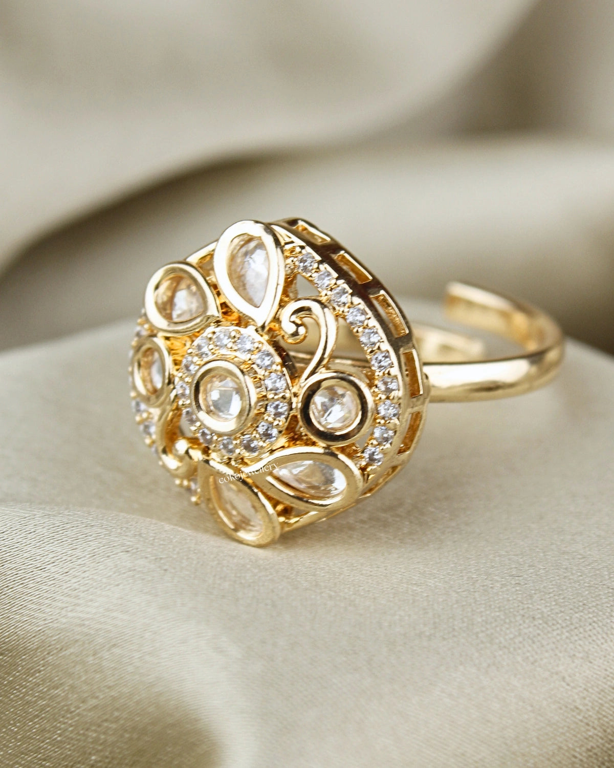 COKO's Kundan Polki Adjustable Ring-Reena