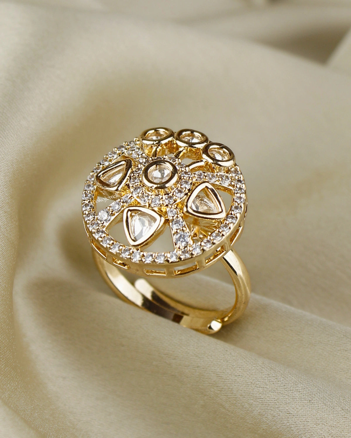 COKO's Kundan Polki Adjustable Ring- Roshni