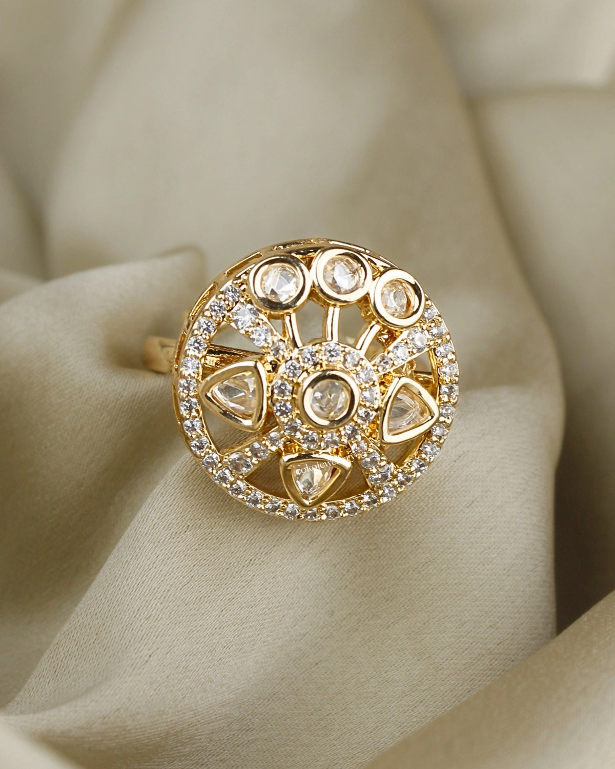 COKO's Kundan Polki Adjustable Ring- Roshni