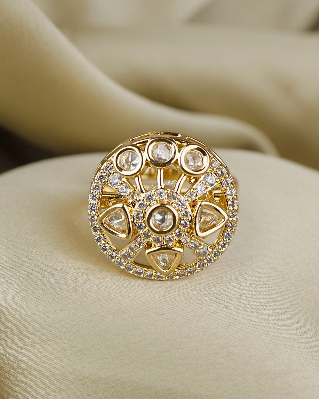 COKO's Kundan Polki Adjustable Ring- Roshni