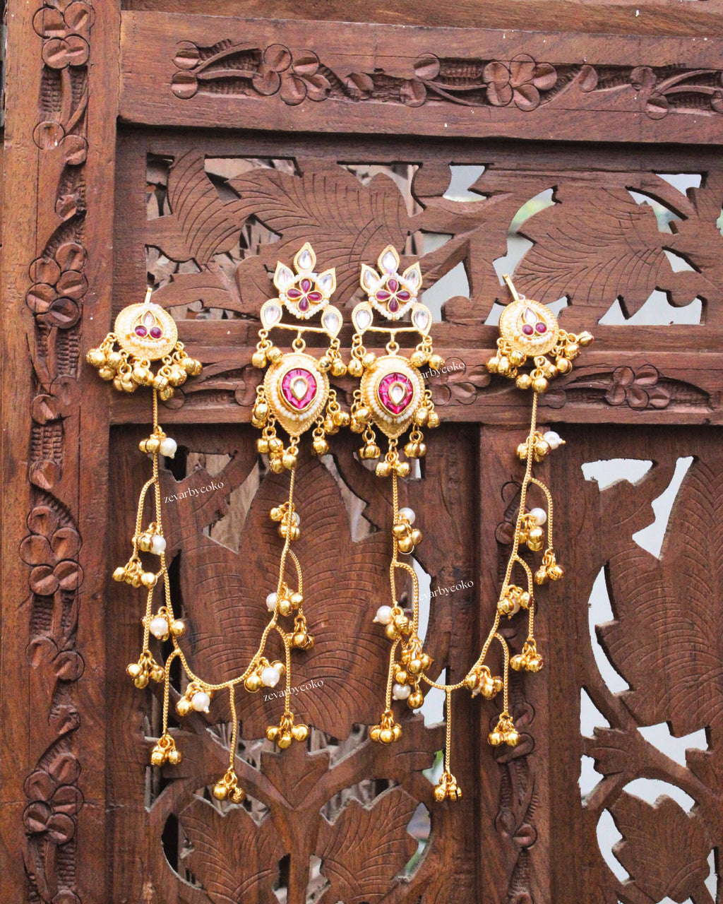 Bhavana Kashmiri  Kaanchain Jhumka Earrings